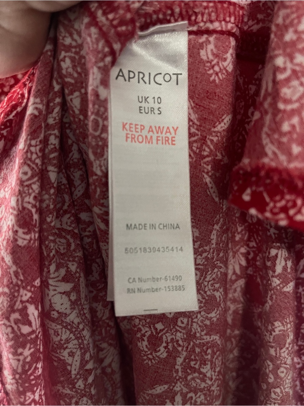 APRICOT Red Sleeveless Bandana Dress w/White paisley | Size Small| Indie Boho - Picture 4 of 5